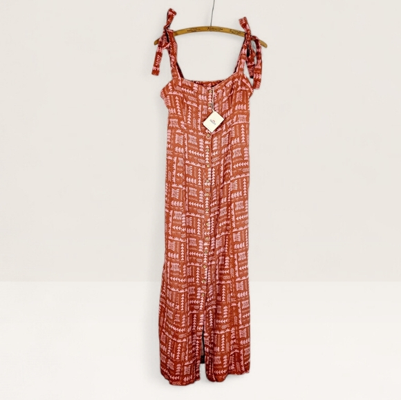 NWT FAHERTY x Anna Kahalekulu Artist Series Vintage Wash Linen Maxi Sun Dress S - Picture 3 of 13
